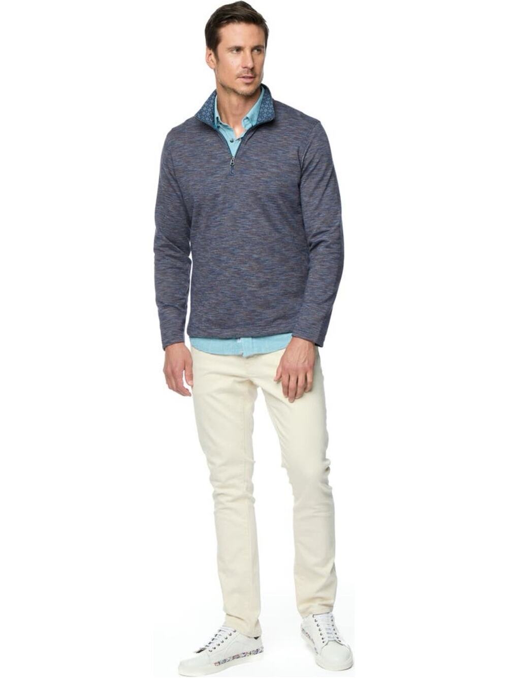 Robert Graham Remo Space Dye Quarter Zip Pullover 3XL Big & Tall